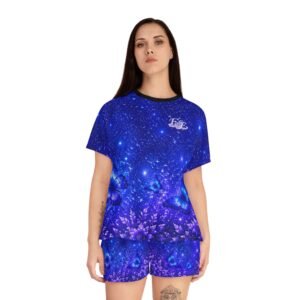 echoflame women's starry blue butterfly pajama set — short sleepwear