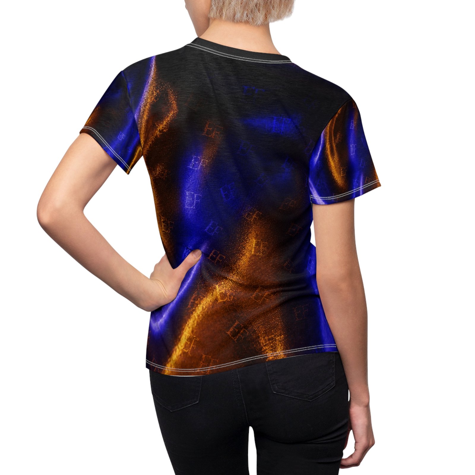 echoflame women's abstract blue & copper all over print tee echoflame women's abstract blue & copper all over print tee