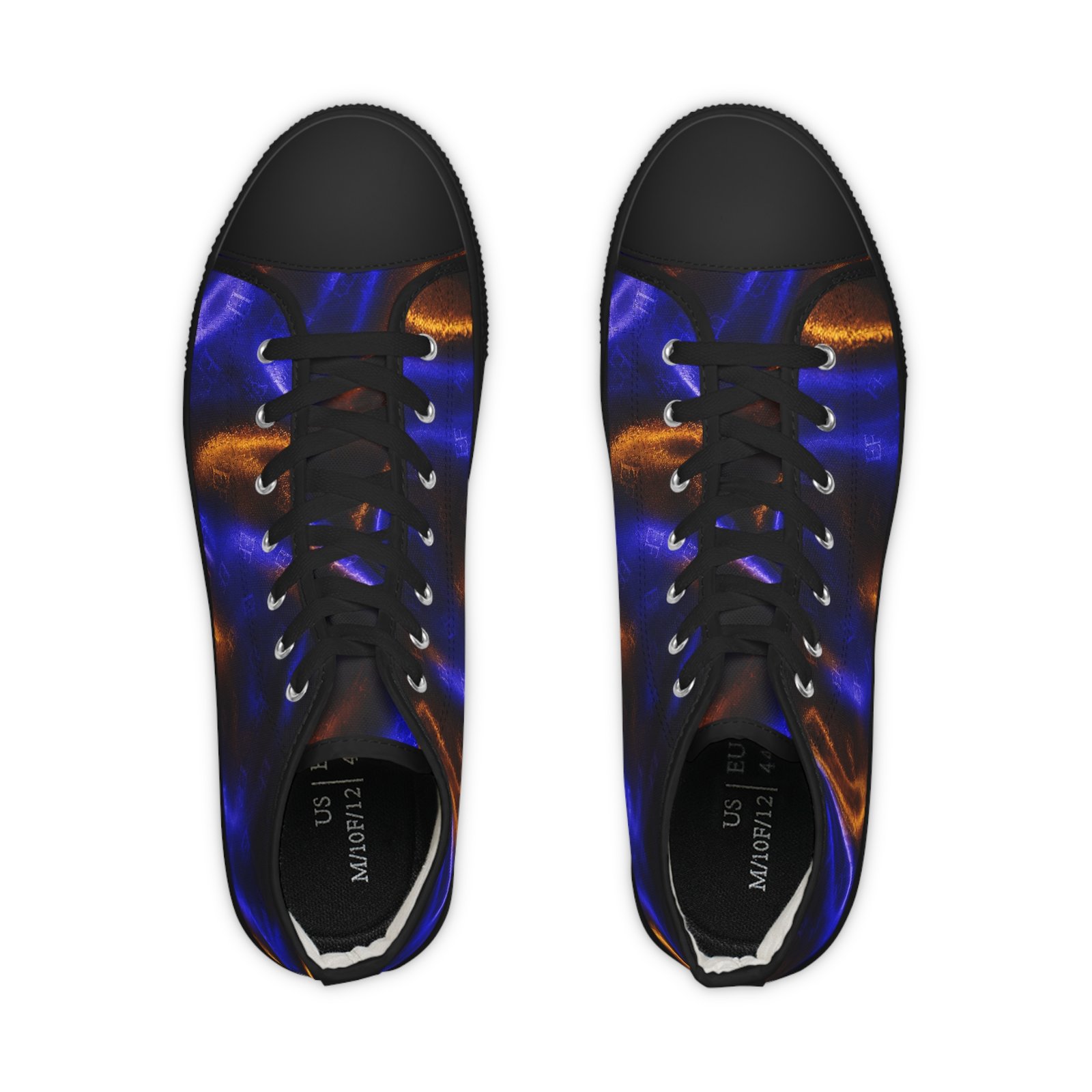 echoflame high top sneakers — blue & copper abstract swirl pattern echoflame high top sneakers — blue & copper abstract swirl pattern