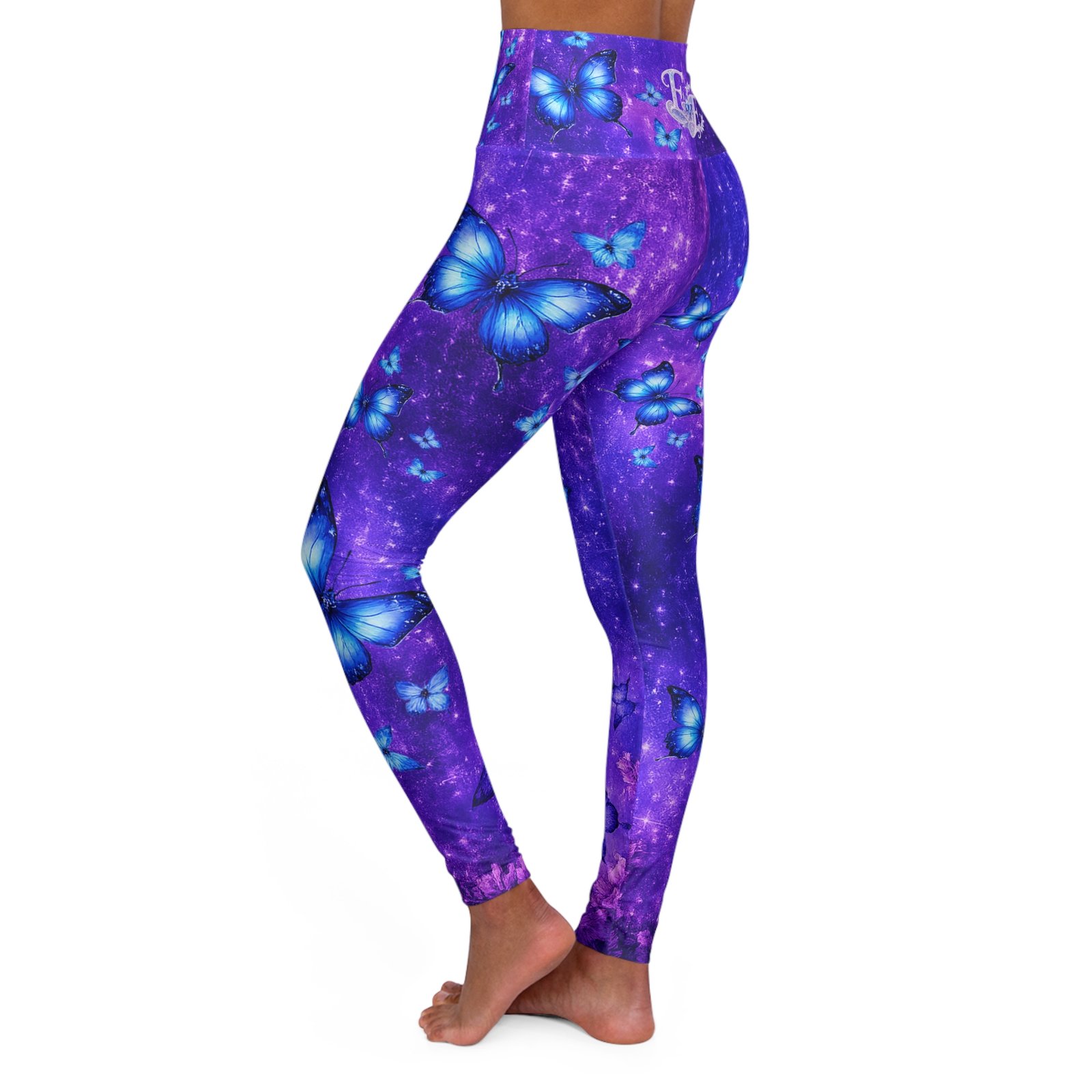 echoflame butterfly galaxy high waisted yoga leggings – purple aop activewear echoflame butterfly galaxy high waisted yoga leggings – purple aop activewear