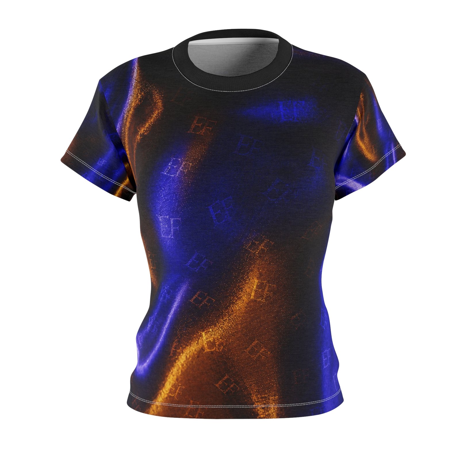 echoflame women's abstract blue & copper all over print tee echoflame women's abstract blue & copper all over print tee