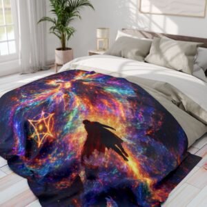 echoflame cosmic journey fleece blanket — mystical galaxy hero design