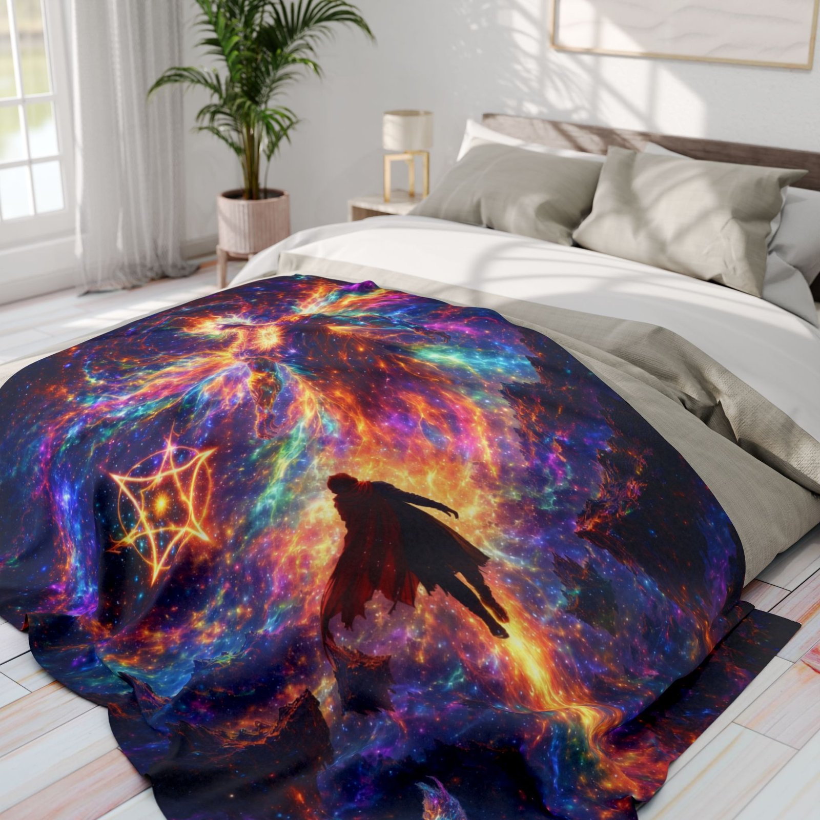 echoflame cosmic journey fleece blanket — mystical galaxy hero design echoflame cosmic journey fleece blanket — mystical galaxy hero design