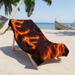 echoflame flaming waves beach towel — bold fire pattern beach & pool towel