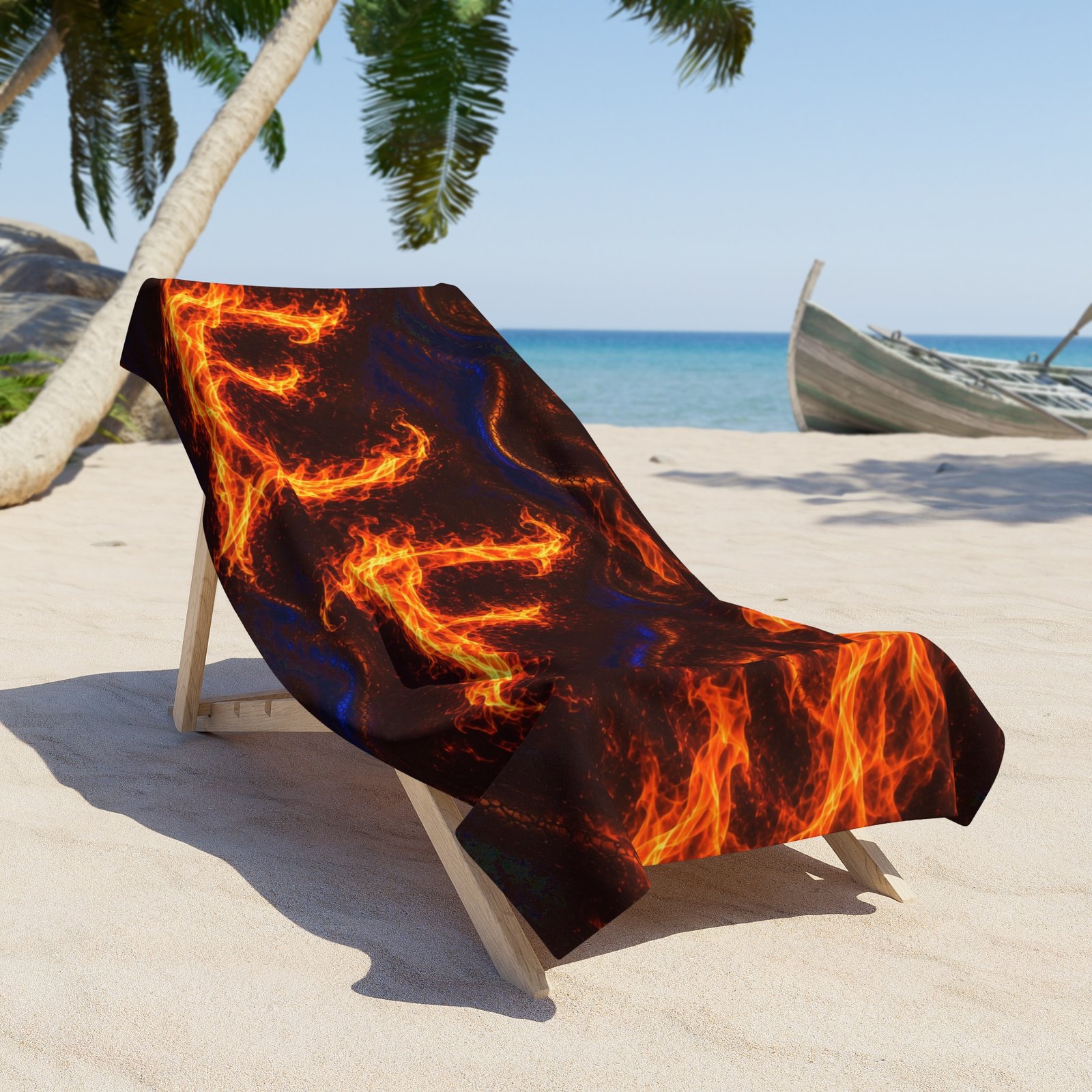 echoflame flaming waves beach towel — bold fire pattern beach & pool towel echoflame flaming waves beach towel — bold fire pattern beach & pool towel