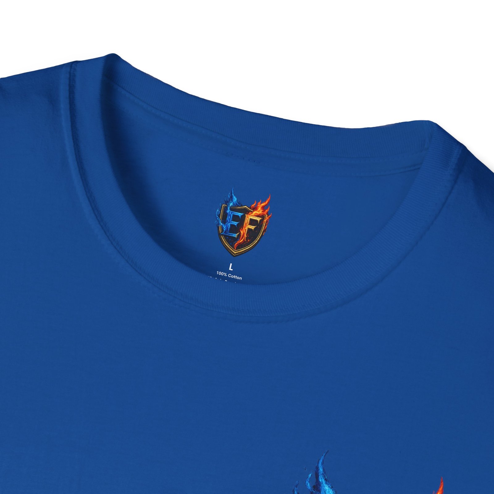 echoflame shield crest t shirt — ef flame logo (blue & red) echoflame shield crest t shirt — ef flame logo (blue & red)