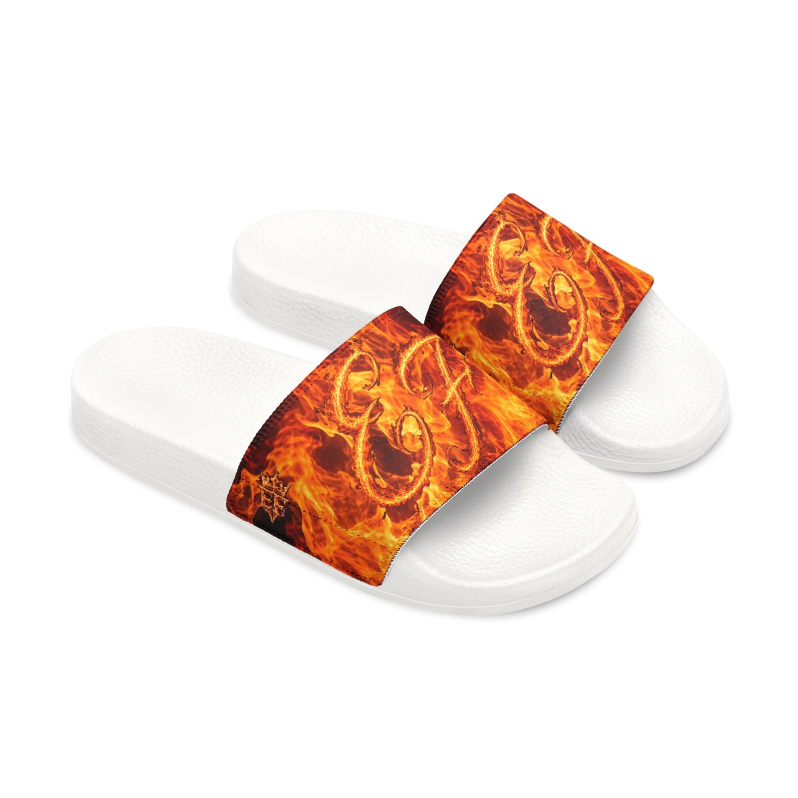 echoflame men's fiery '23' slide sandals — bold flame graphic removable strap slides echoflame men's fiery '23' slide sandals — bold flame graphic removable strap slides