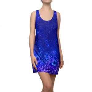 echoflame galaxy butterfly racerback dress — starry blue aop