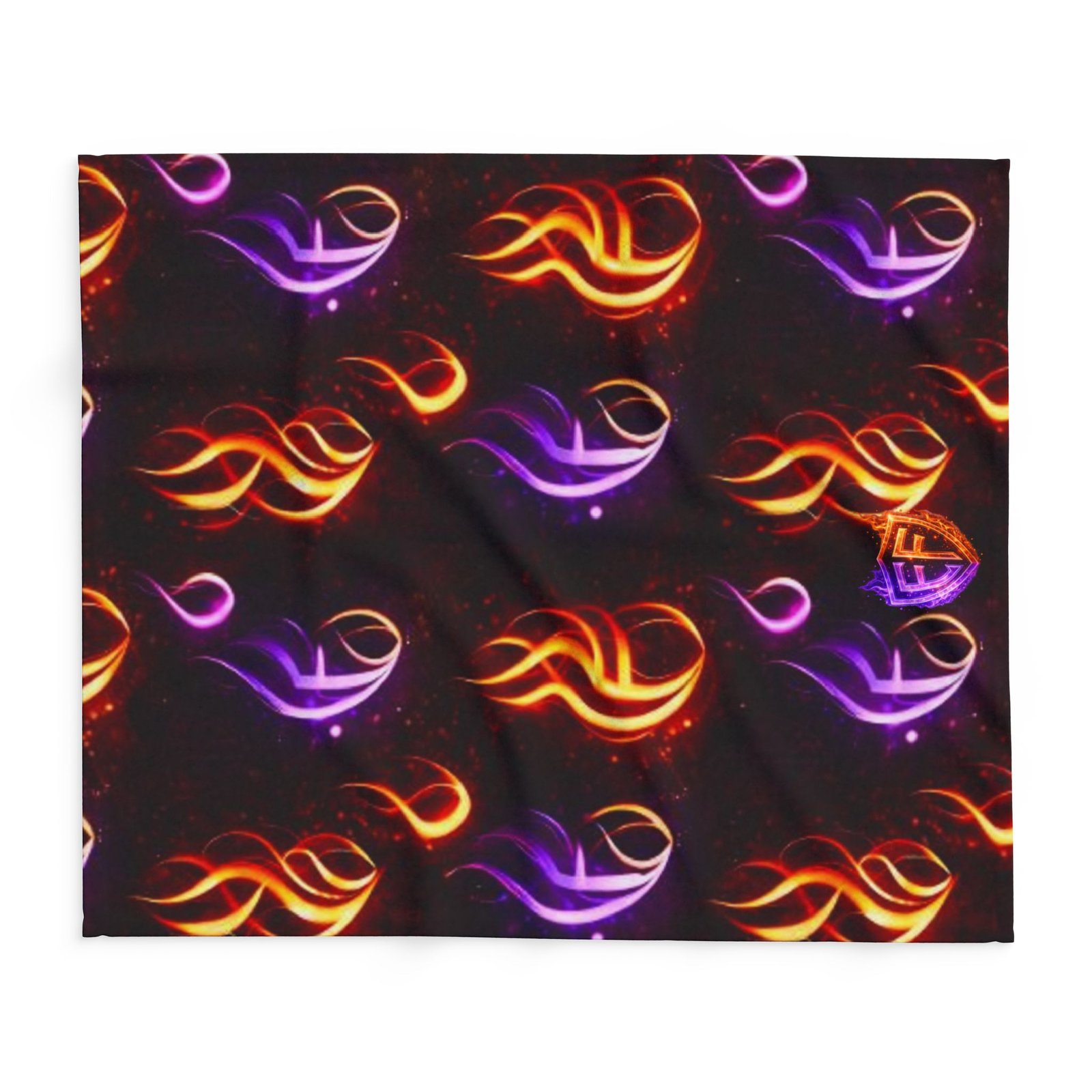 echoflame flame pattern fleece blanket – neon orange & purple fire design echoflame flame pattern fleece blanket – neon orange & purple fire design