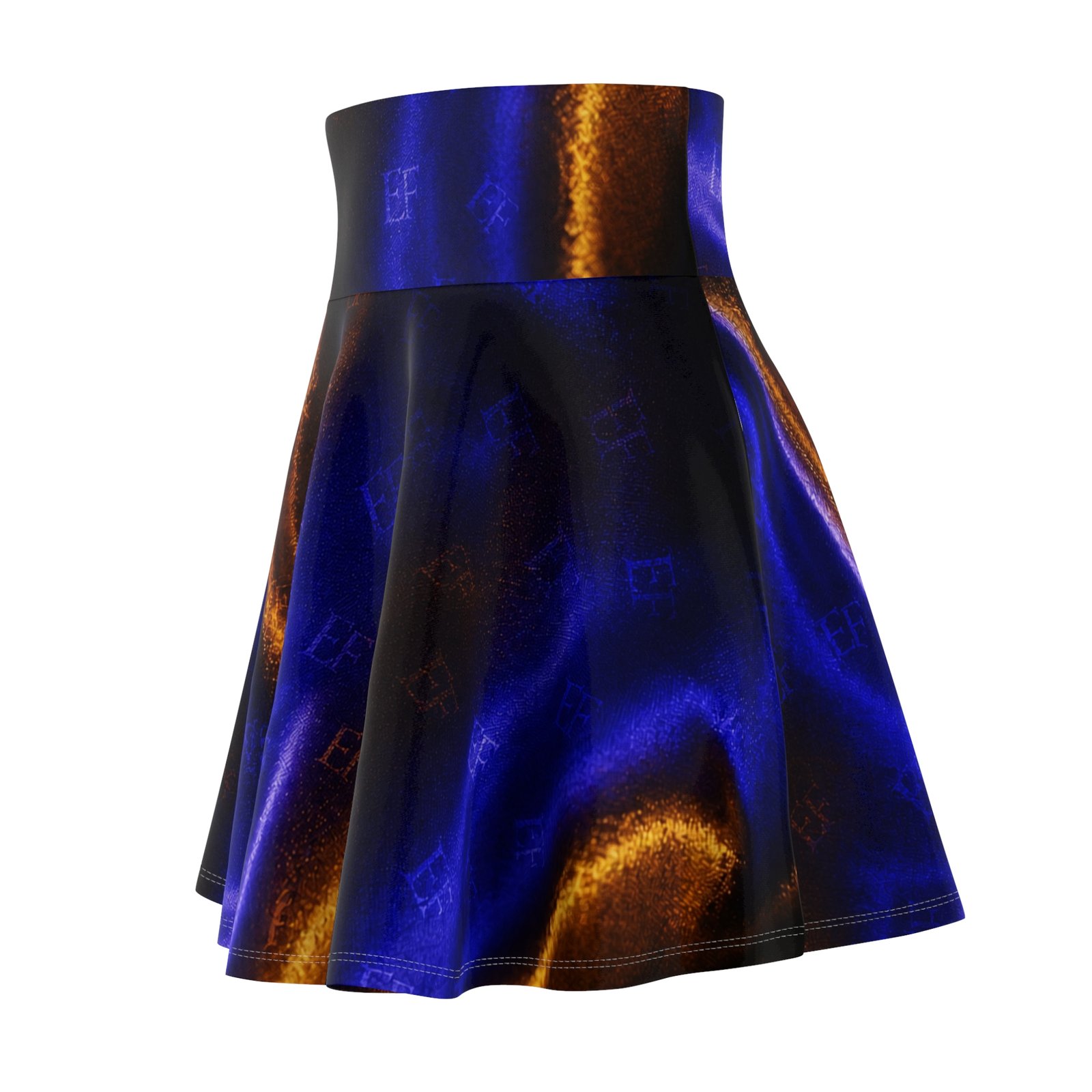 echoflame blue & gold satin swirl skater skirt echoflame blue & gold satin swirl skater skirt