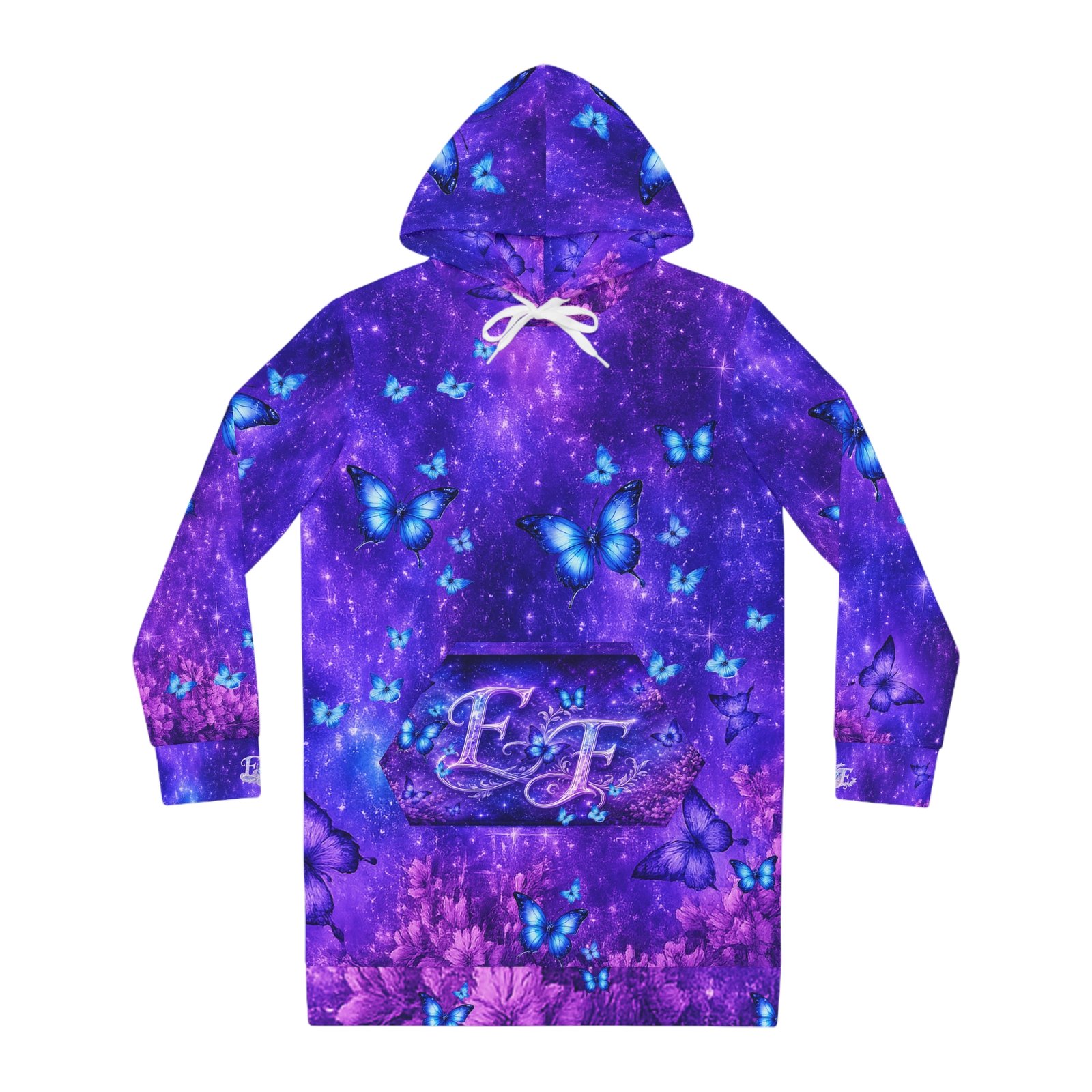 echoflame purple butterfly hoodie dress — monogram ef pocket sweatshirt dress echoflame purple butterfly hoodie dress — monogram ef pocket sweatshirt dress