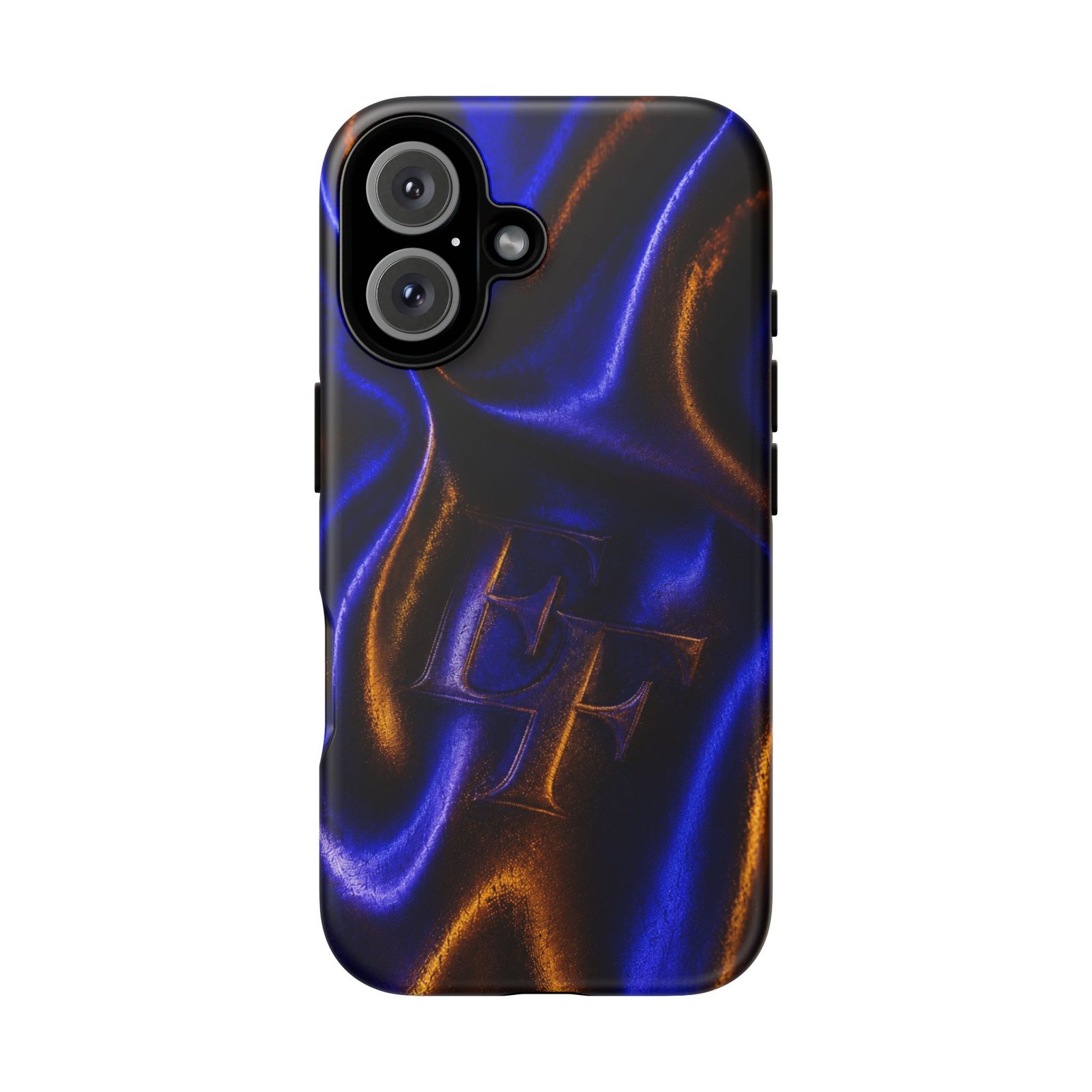 echoflame neon silk phone case — blue & amber abstract tough case echoflame neon silk phone case — blue & amber abstract tough case