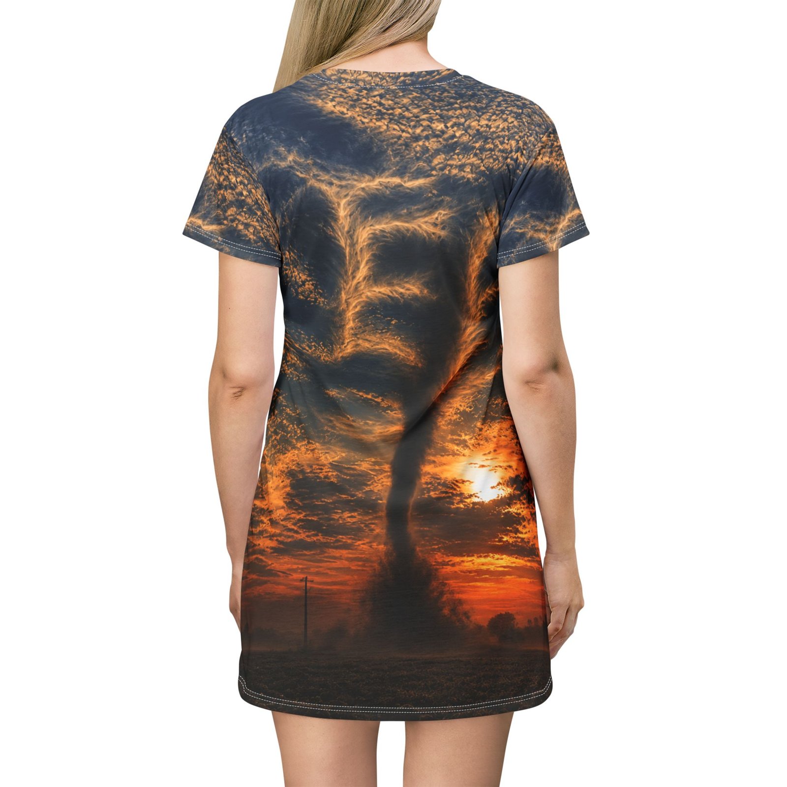 echoflame sunset tornado t shirt dress – dramatic storm sky all over print echoflame sunset tornado t shirt dress – dramatic storm sky all over print