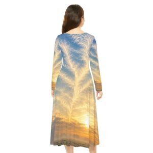 Home echoflame sunrise sky long sleeve dance dress — scenic all over print