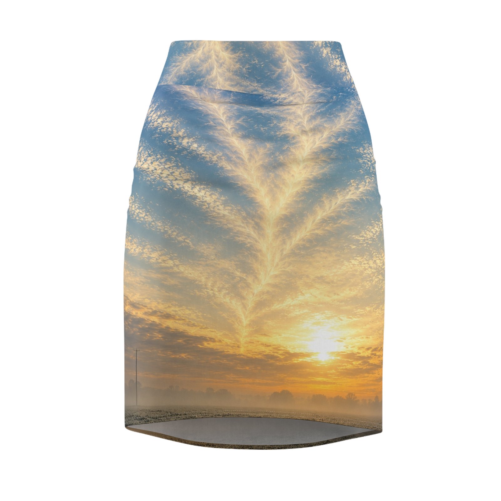 echoflame sunrise sky pencil skirt — golden dawn cloud print echoflame sunrise sky pencil skirt — golden dawn cloud print