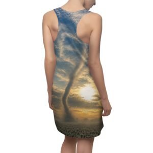 echoflame tornado sky racerback dress — all over print stormy sunset dress