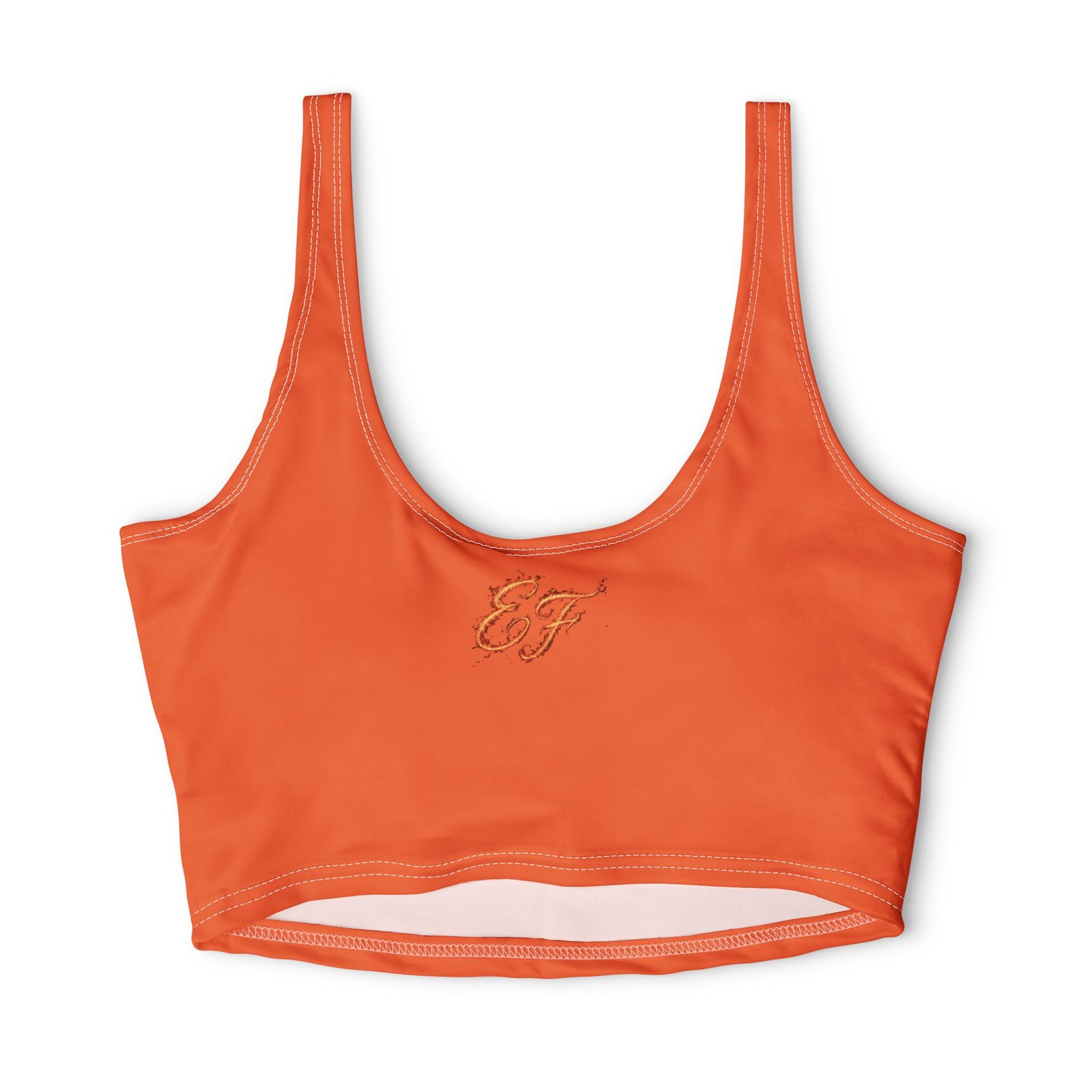 echoflame orange cropped sports bra — lightweight polyester activewear echoflame orange cropped sports bra — lightweight polyester activewear