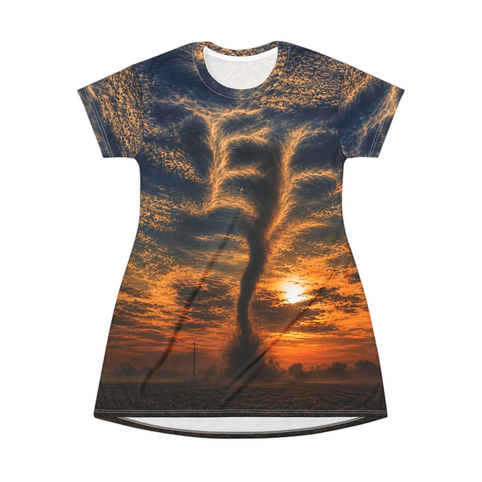 echoflame sunset tornado t shirt dress – dramatic storm sky all over print echoflame sunset tornado t shirt dress – dramatic storm sky all over print