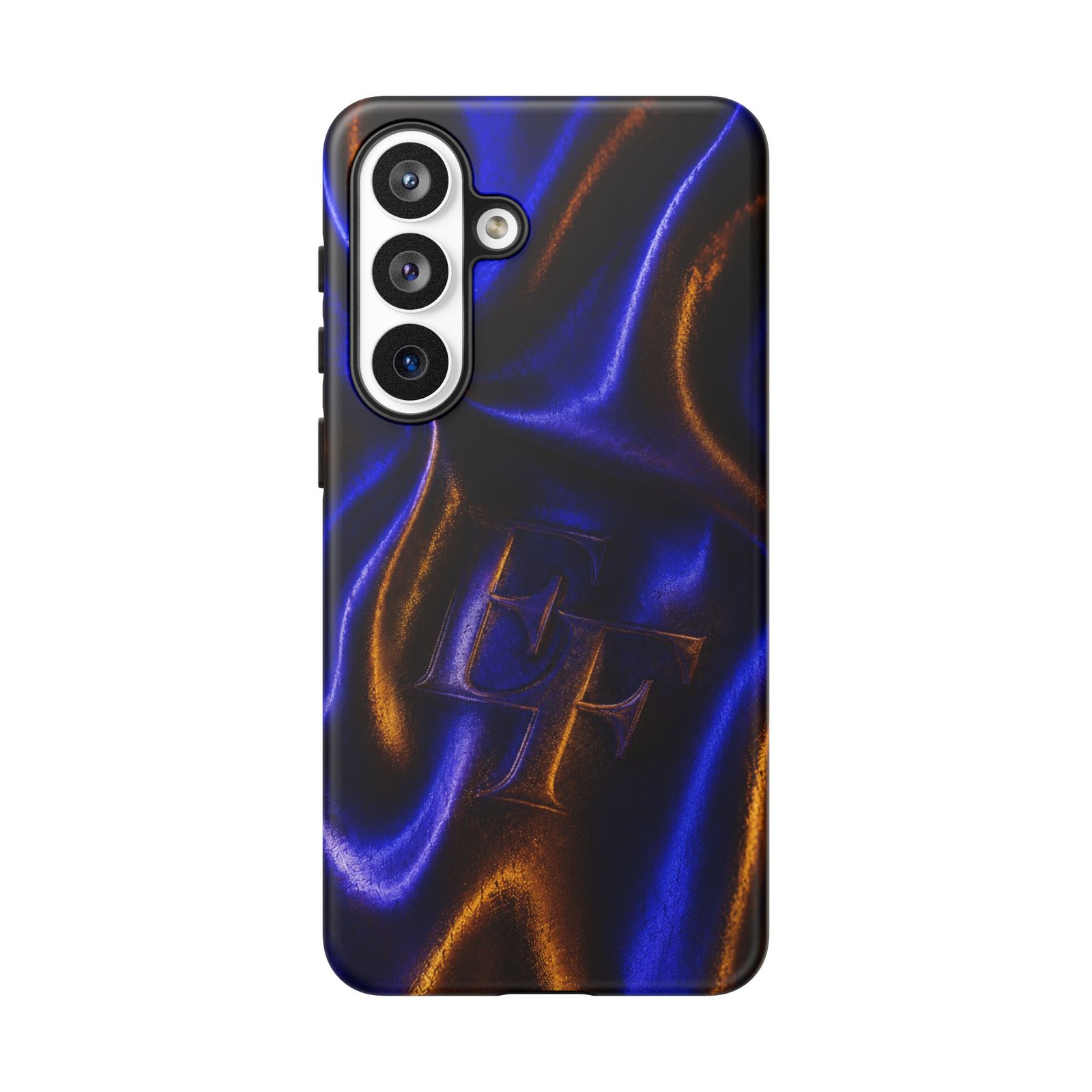 echoflame neon silk phone case — blue & amber abstract tough case echoflame neon silk phone case — blue & amber abstract tough case