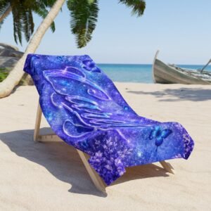 echoflame personalized purple butterfly name beach towel – carey script design