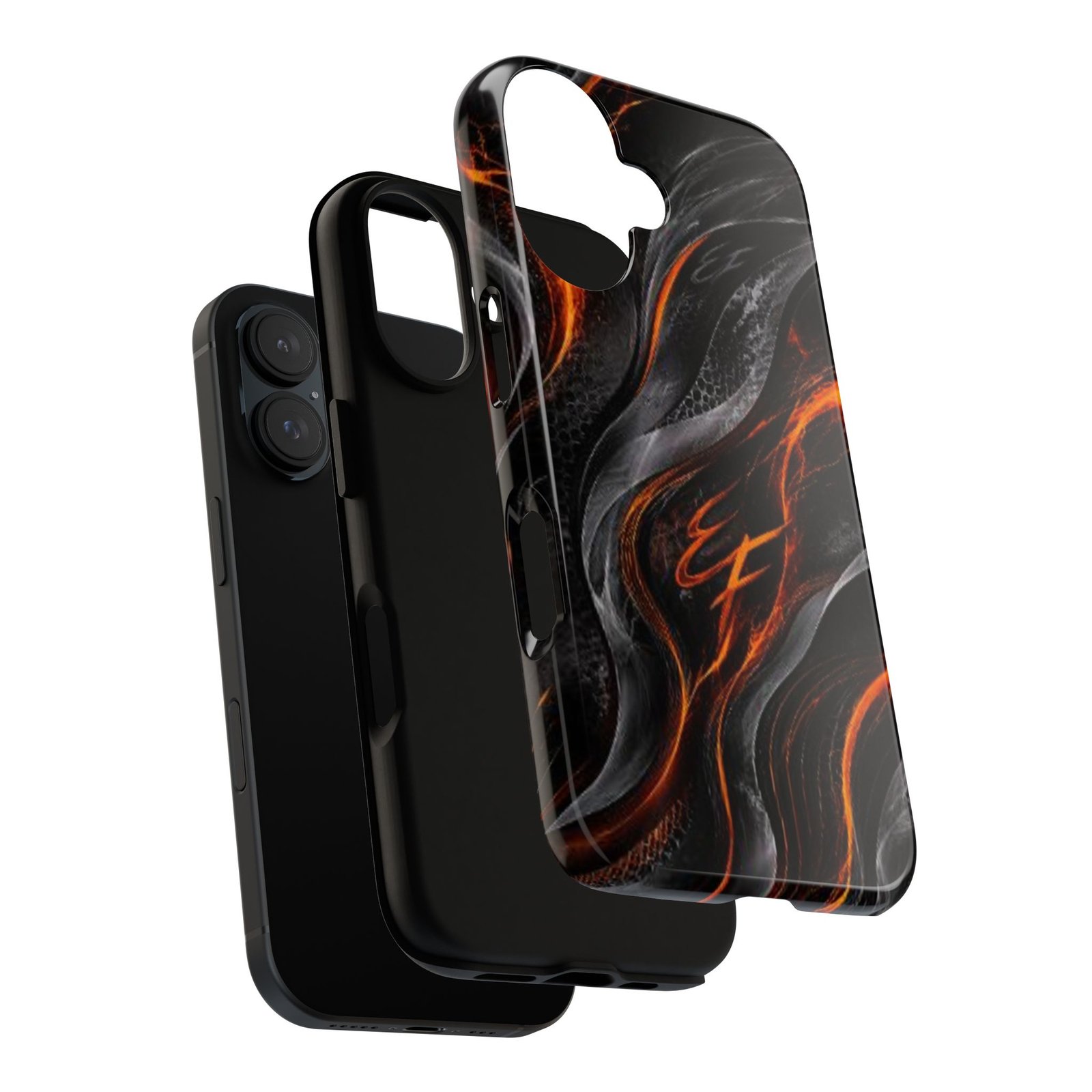 echoflame fiery lava wave tough phone case — black & orange abstract protective cover echoflame fiery lava wave tough phone case — black & orange abstract protective cover