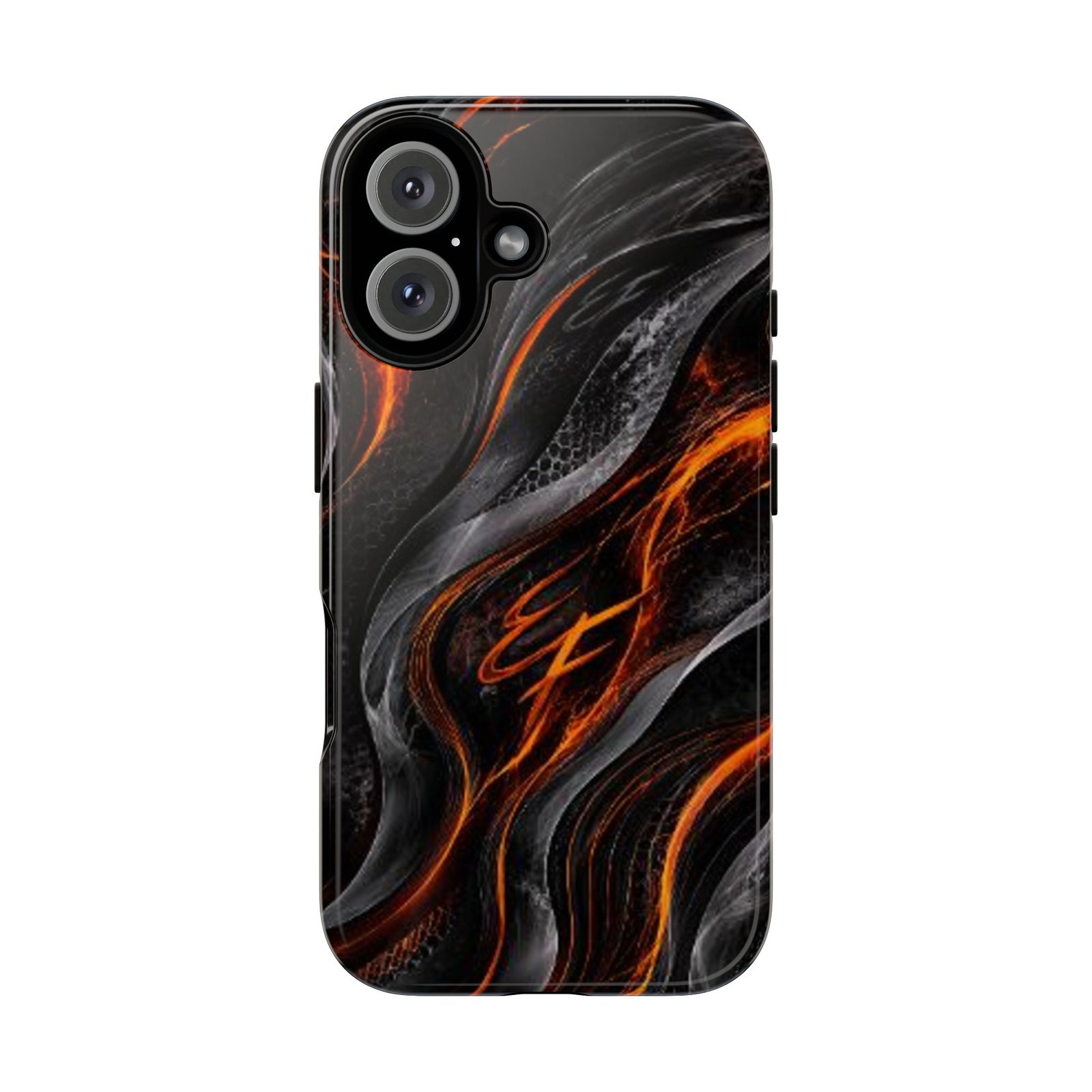 echoflame fiery lava wave tough phone case — black & orange abstract protective cover echoflame fiery lava wave tough phone case — black & orange abstract protective cover