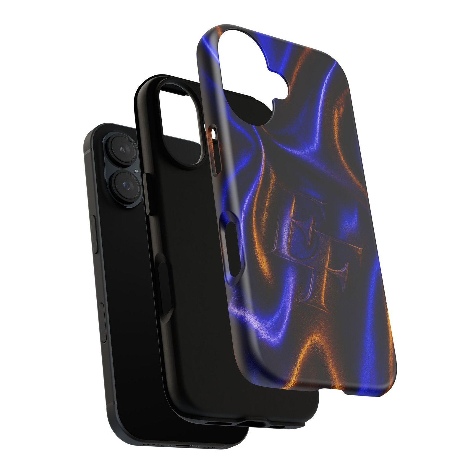echoflame neon silk phone case — blue & amber abstract tough case echoflame neon silk phone case — blue & amber abstract tough case