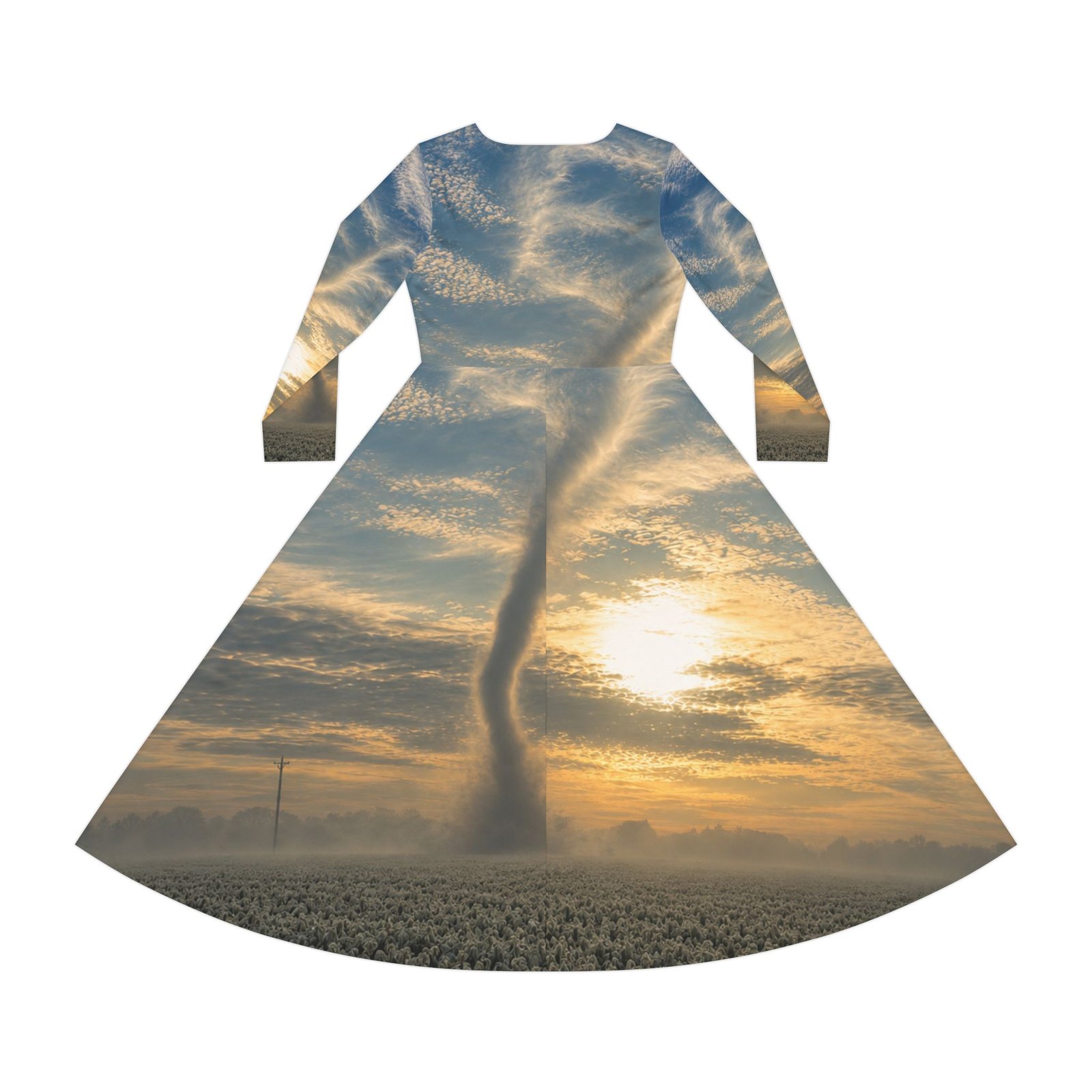 echoflame tornado sunset dance dress — long sleeve aop performance dress echoflame tornado sunset dance dress — long sleeve aop performance dress