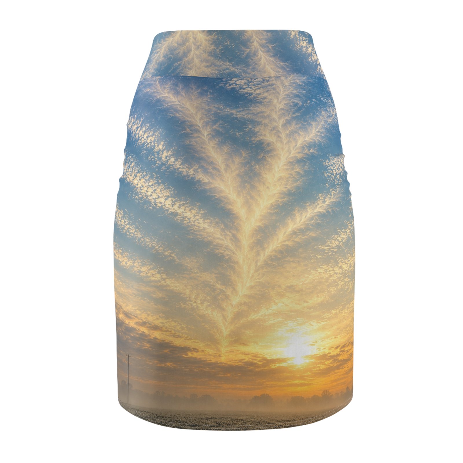 echoflame sunrise sky pencil skirt — golden dawn cloud print echoflame sunrise sky pencil skirt — golden dawn cloud print