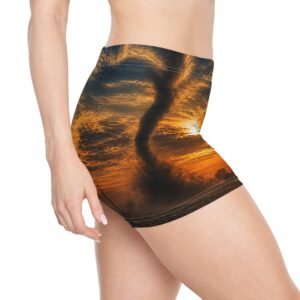 echoflame sunset sky shorts — women's all over print casual beach shorts