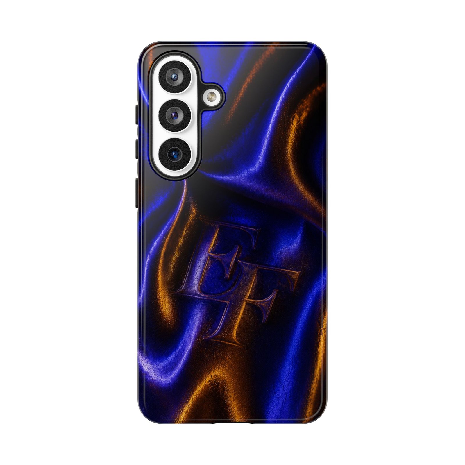 echoflame neon silk phone case — blue & amber abstract tough case echoflame neon silk phone case — blue & amber abstract tough case