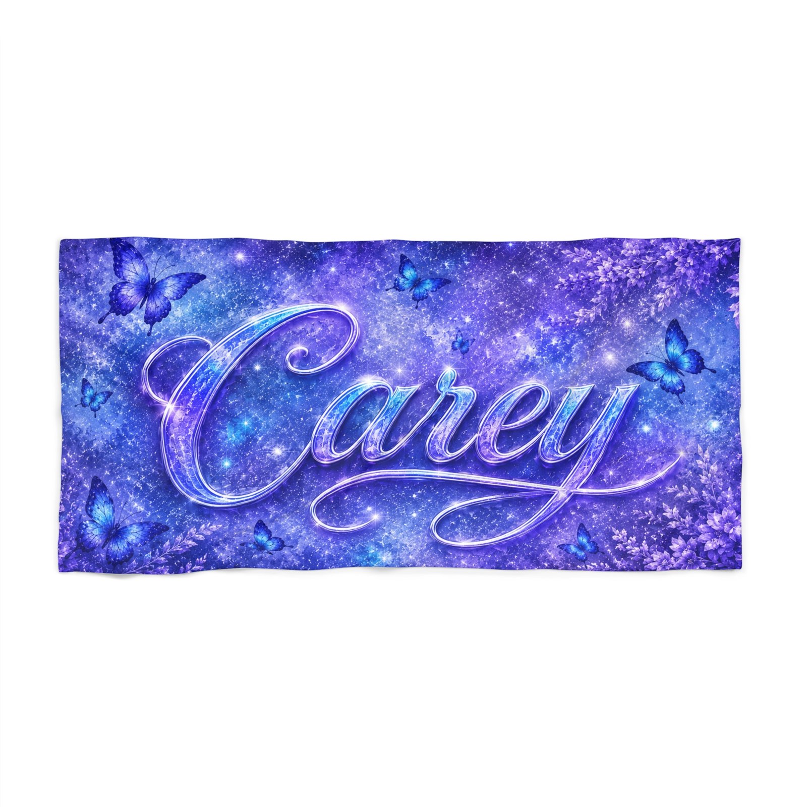echoflame personalized 'carey' purple galaxy beach towel with butterflies echoflame personalized 'carey' purple galaxy beach towel with butterflies