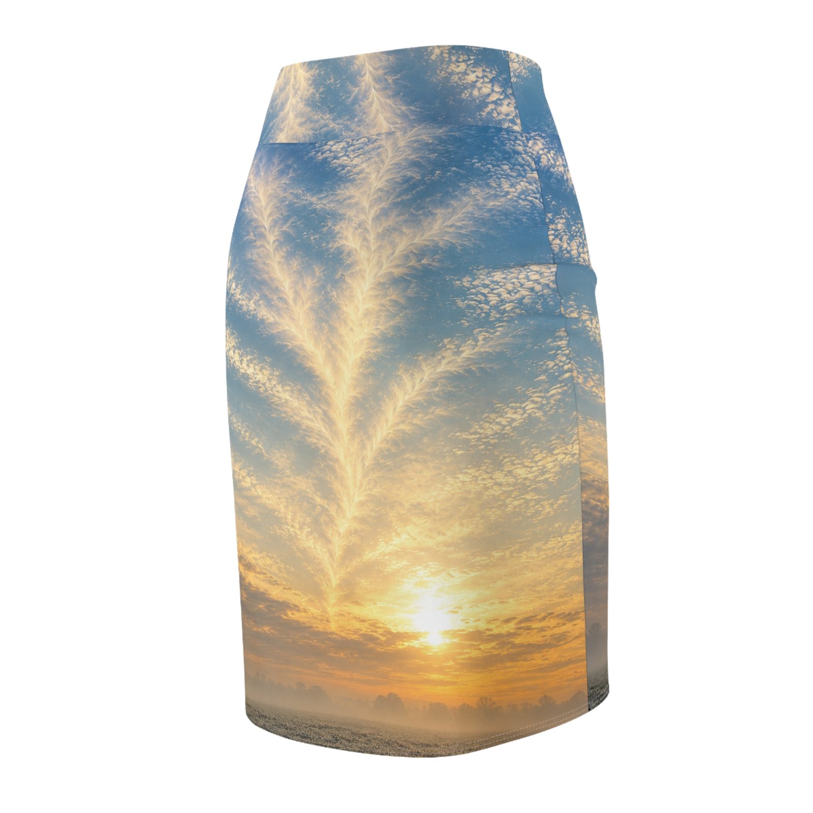 echoflame sunrise sky pencil skirt — golden dawn cloud print echoflame sunrise sky pencil skirt — golden dawn cloud print
