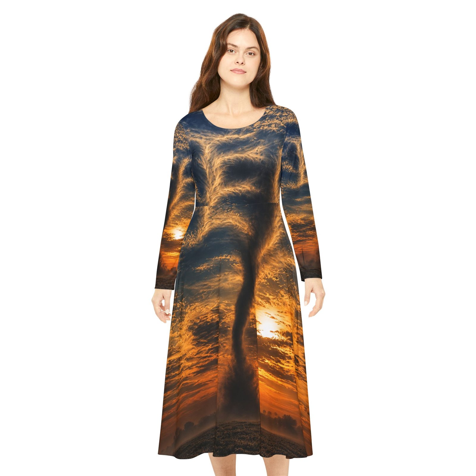 echoflame women's long sleeve dance dress (aop) echoflame women's long sleeve dance dress (aop)