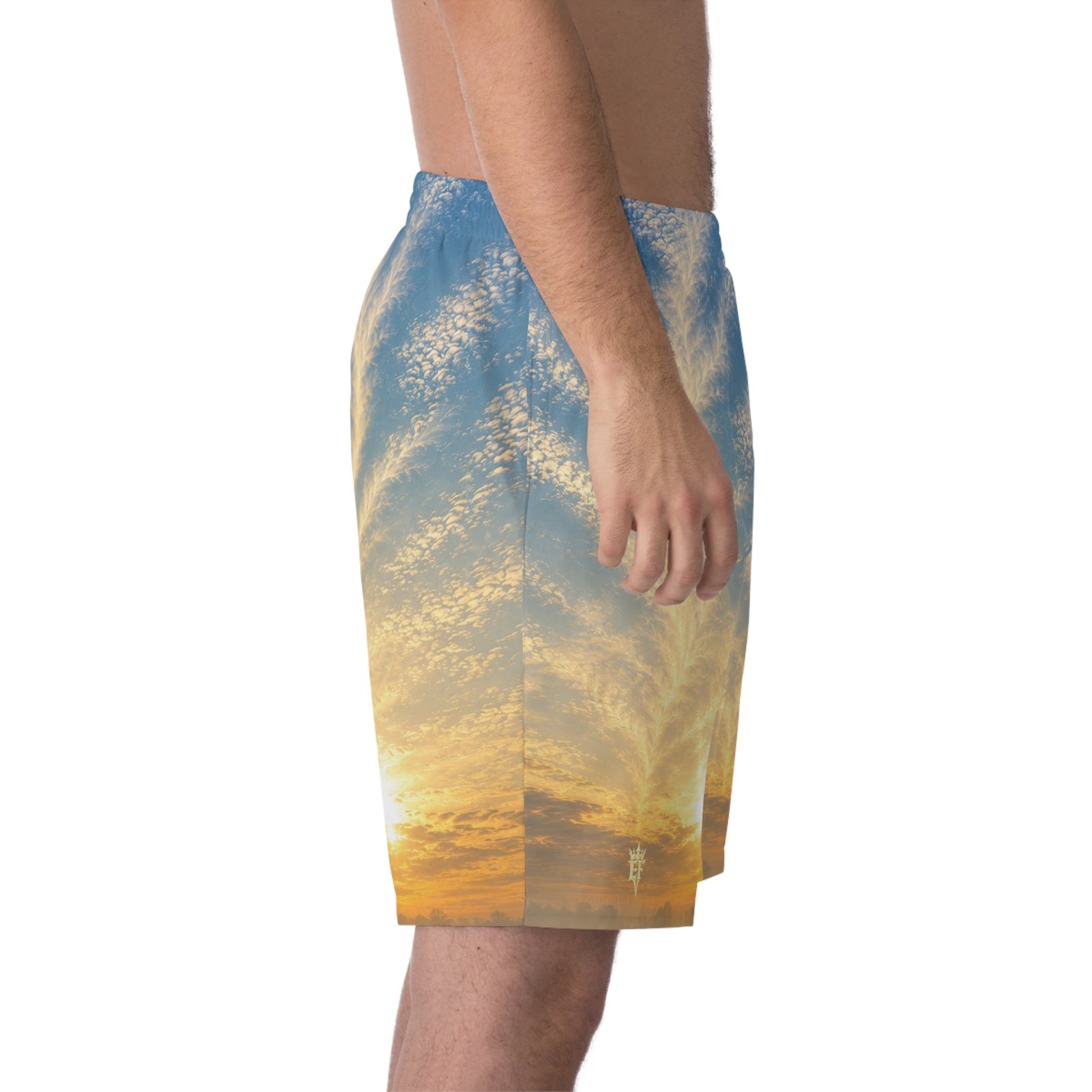 echoflame sunrise sky beach shorts — men’s tropical sunset swim trunks echoflame sunrise sky beach shorts — men’s tropical sunset swim trunks