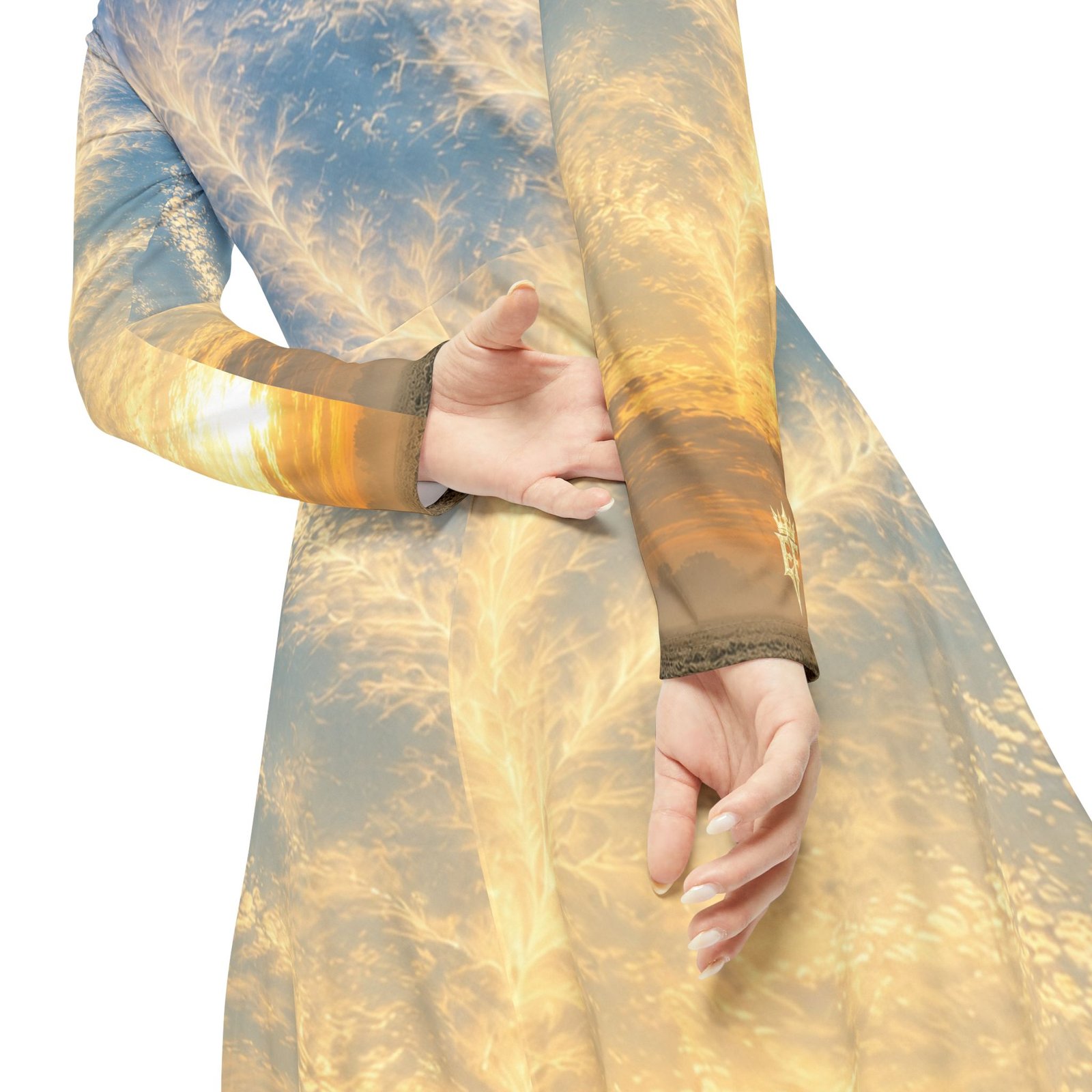 echoflame sunrise sky long sleeve dance dress — scenic all over print echoflame sunrise sky long sleeve dance dress — scenic all over print