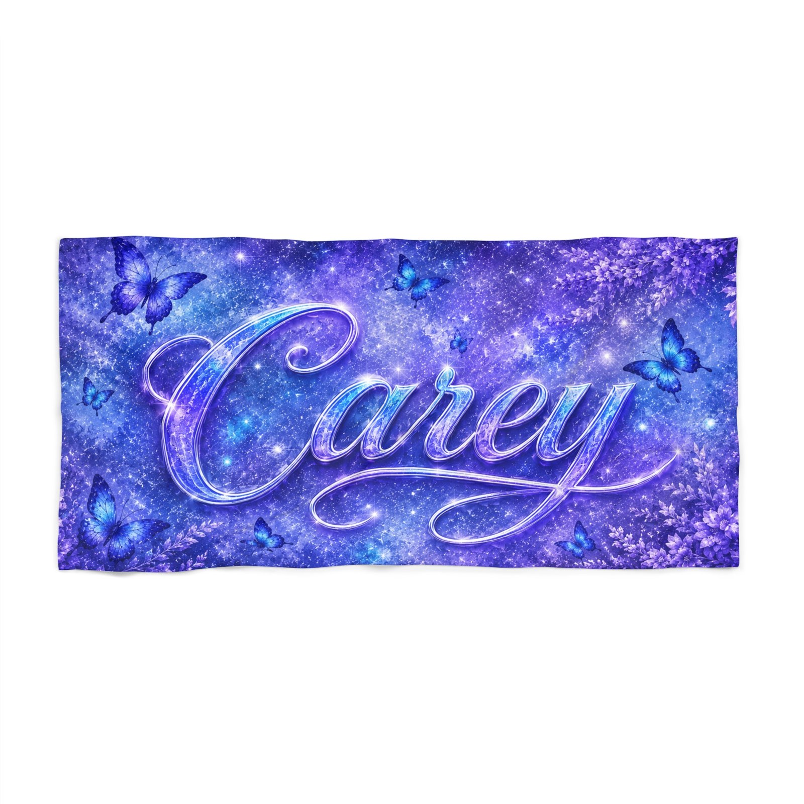 echoflame personalized 'carey' purple galaxy beach towel with butterflies echoflame personalized 'carey' purple galaxy beach towel with butterflies