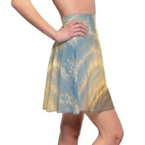 echoflame sunset sky skater skirt — all over print cloudscape dressy casual