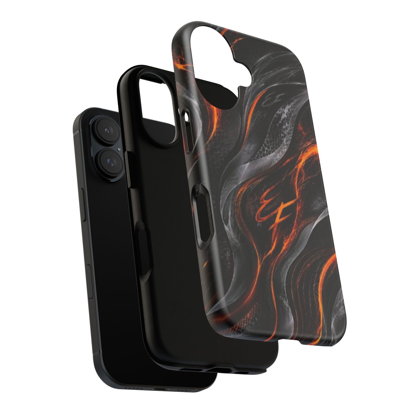 echoflame fiery lava wave tough phone case — black & orange abstract protective cover echoflame fiery lava wave tough phone case — black & orange abstract protective cover