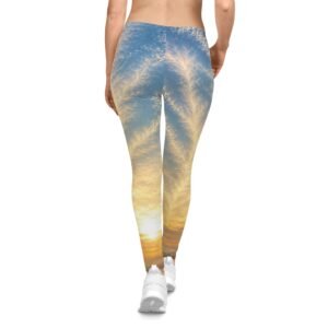 echoflame sunrise sky leggings — women's scenic cloud print leggings