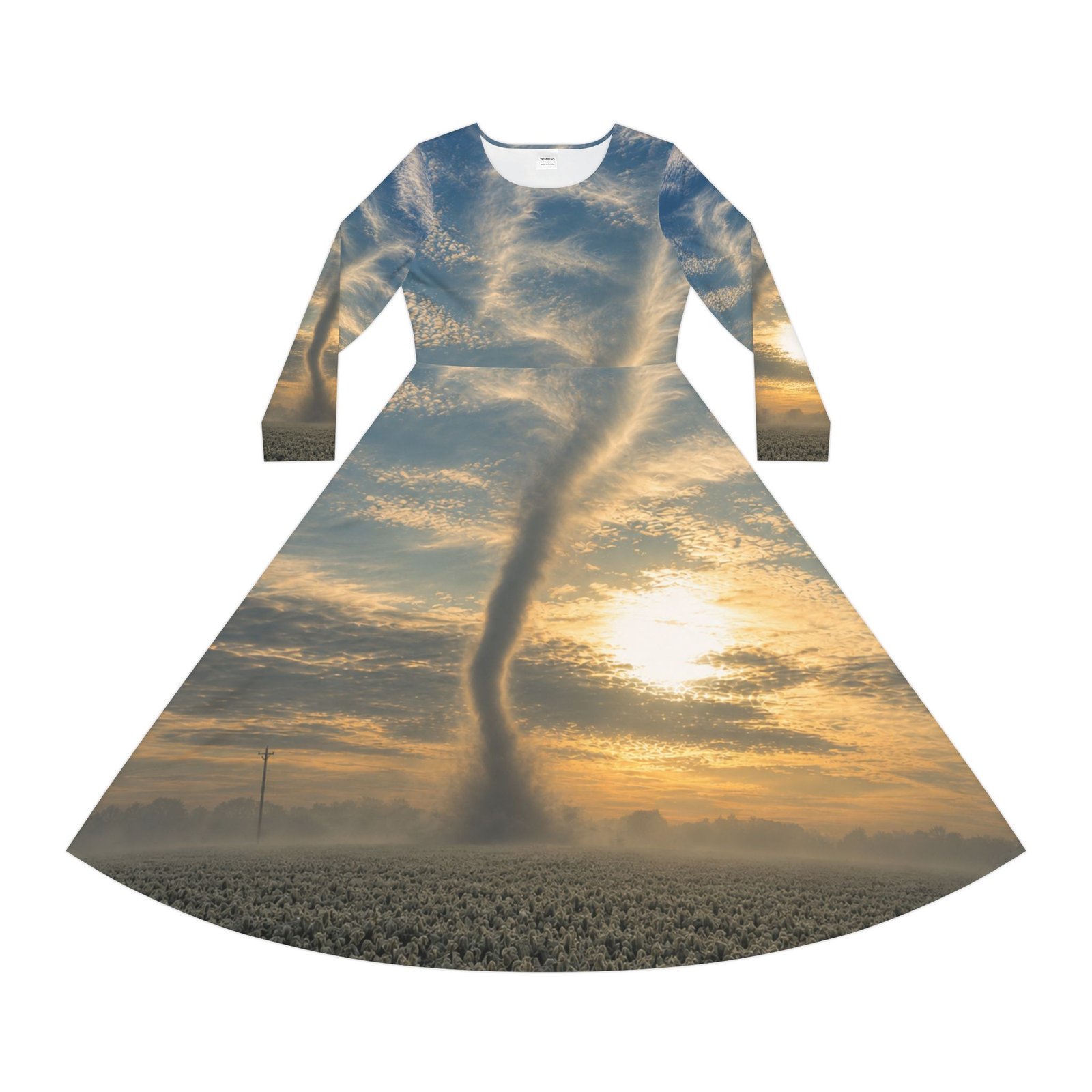 echoflame tornado sunset dance dress — long sleeve aop performance dress echoflame tornado sunset dance dress — long sleeve aop performance dress