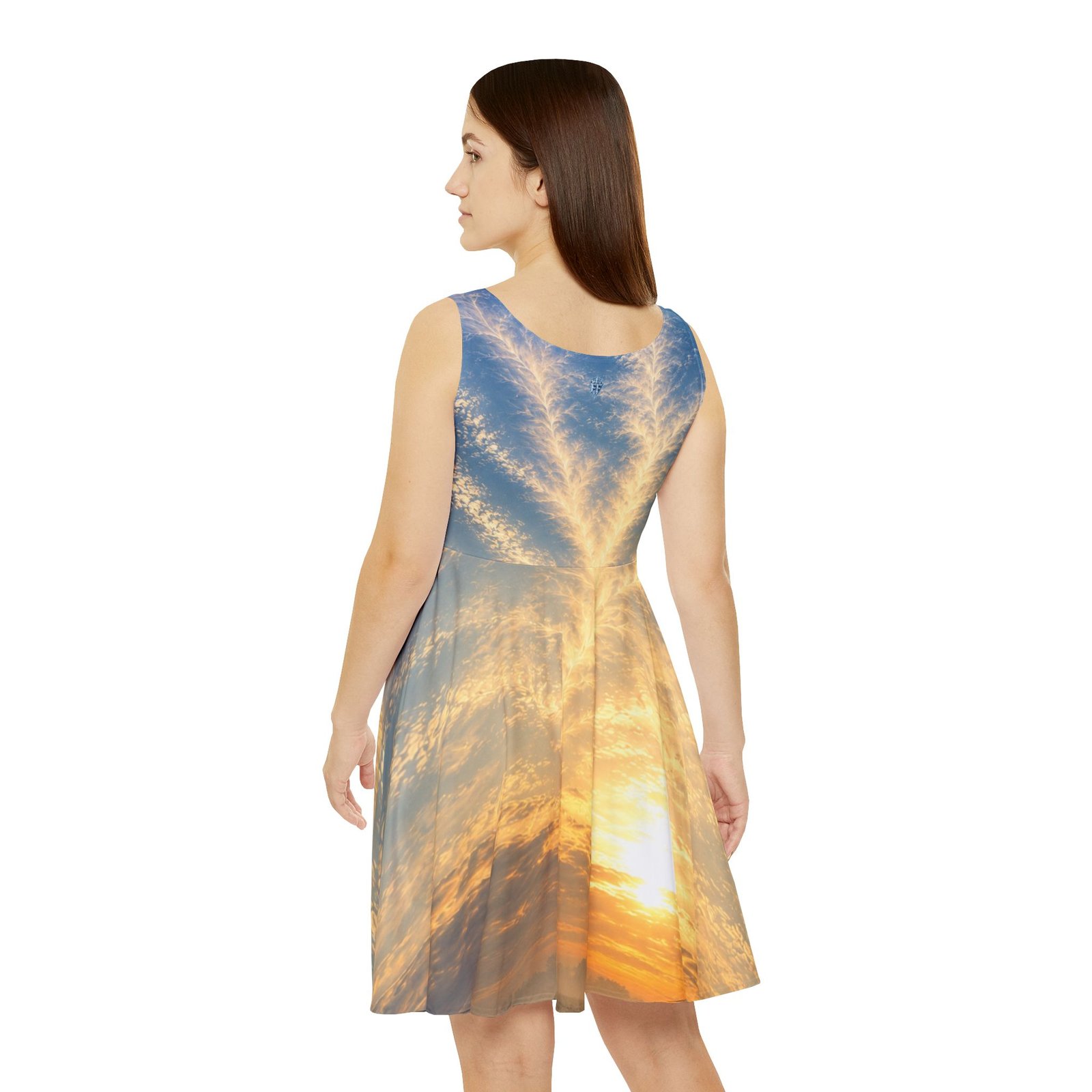 echoflame sunset sky skater dress — all over print sunrise clouds dress echoflame sunset sky skater dress — all over print sunrise clouds dress