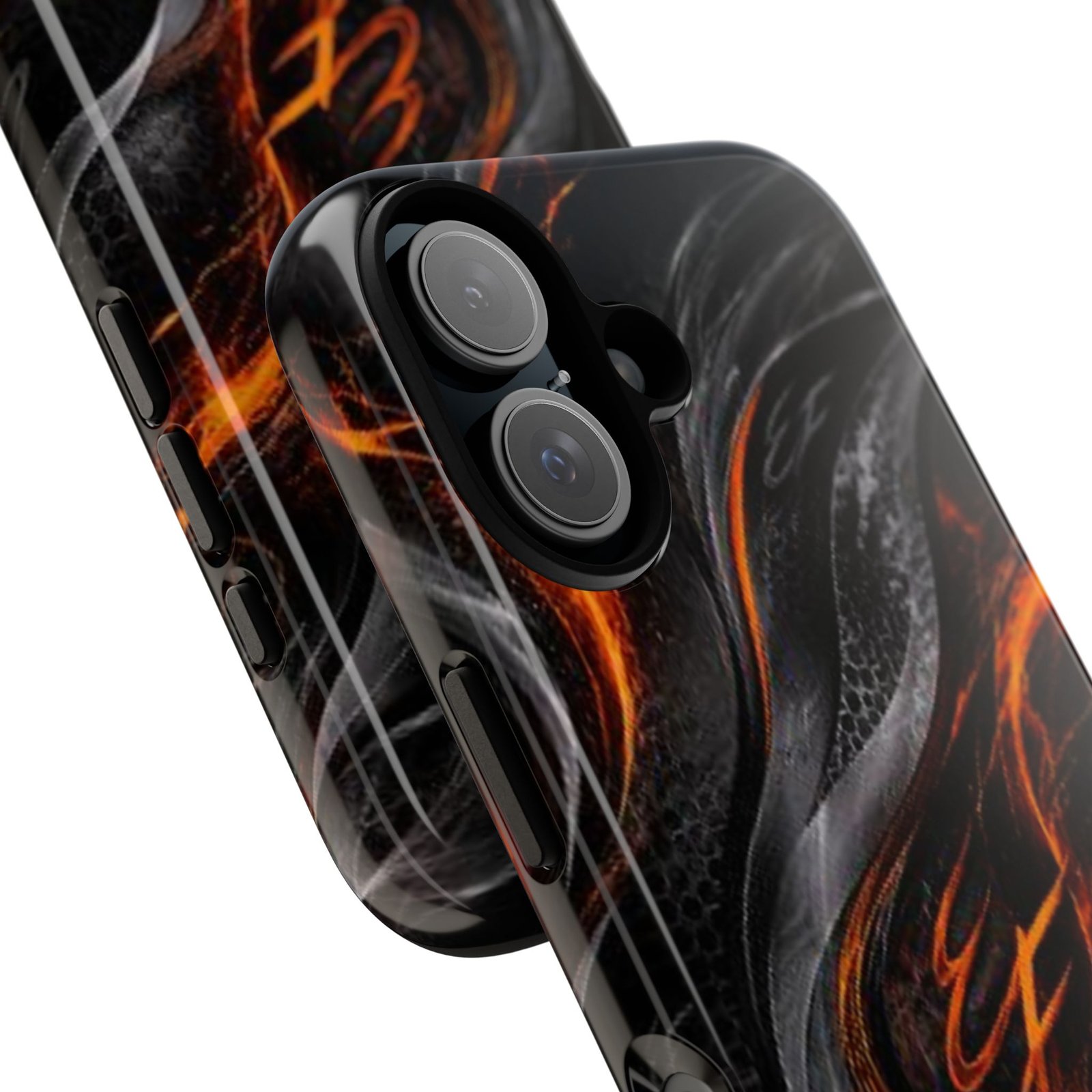 echoflame fiery lava wave tough phone case — black & orange abstract protective cover echoflame fiery lava wave tough phone case — black & orange abstract protective cover