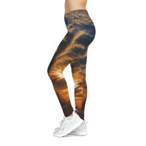 echoflame sunset tornado all over print leggings — dramatic storm cloud yoga pants