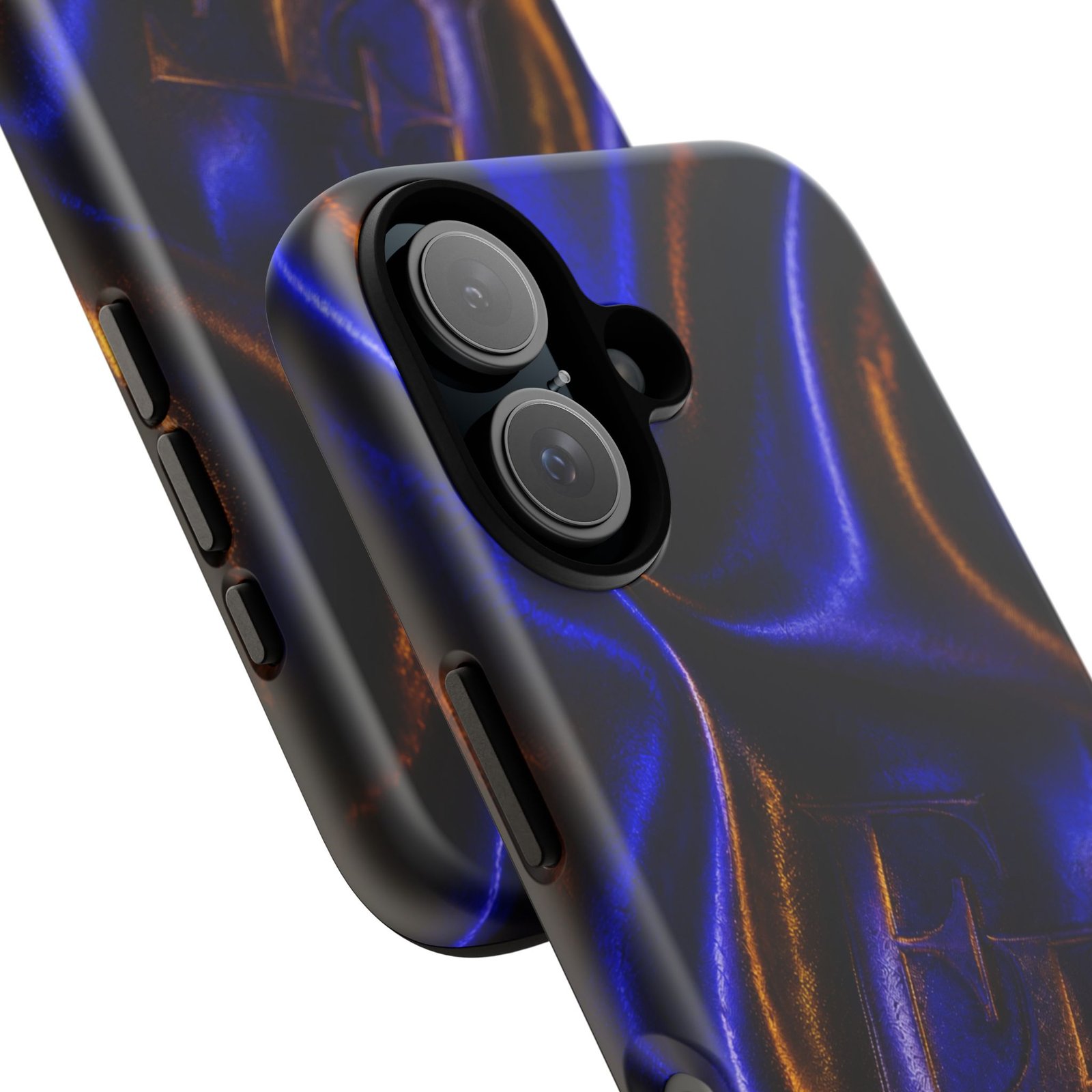 echoflame neon silk phone case — blue & amber abstract tough case echoflame neon silk phone case — blue & amber abstract tough case