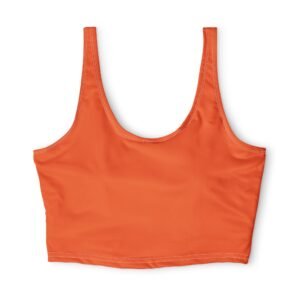 echoflame orange cropped sports bra — lightweight polyester activewear