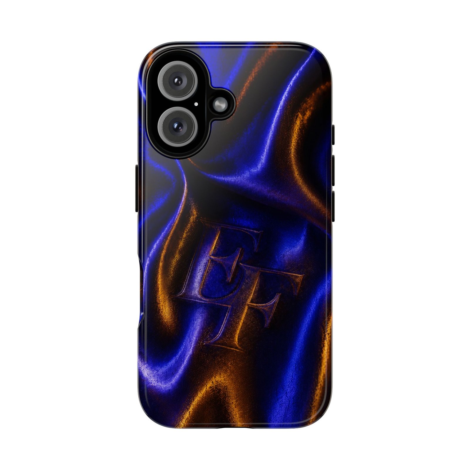 echoflame neon silk phone case — blue & amber abstract tough case echoflame neon silk phone case — blue & amber abstract tough case