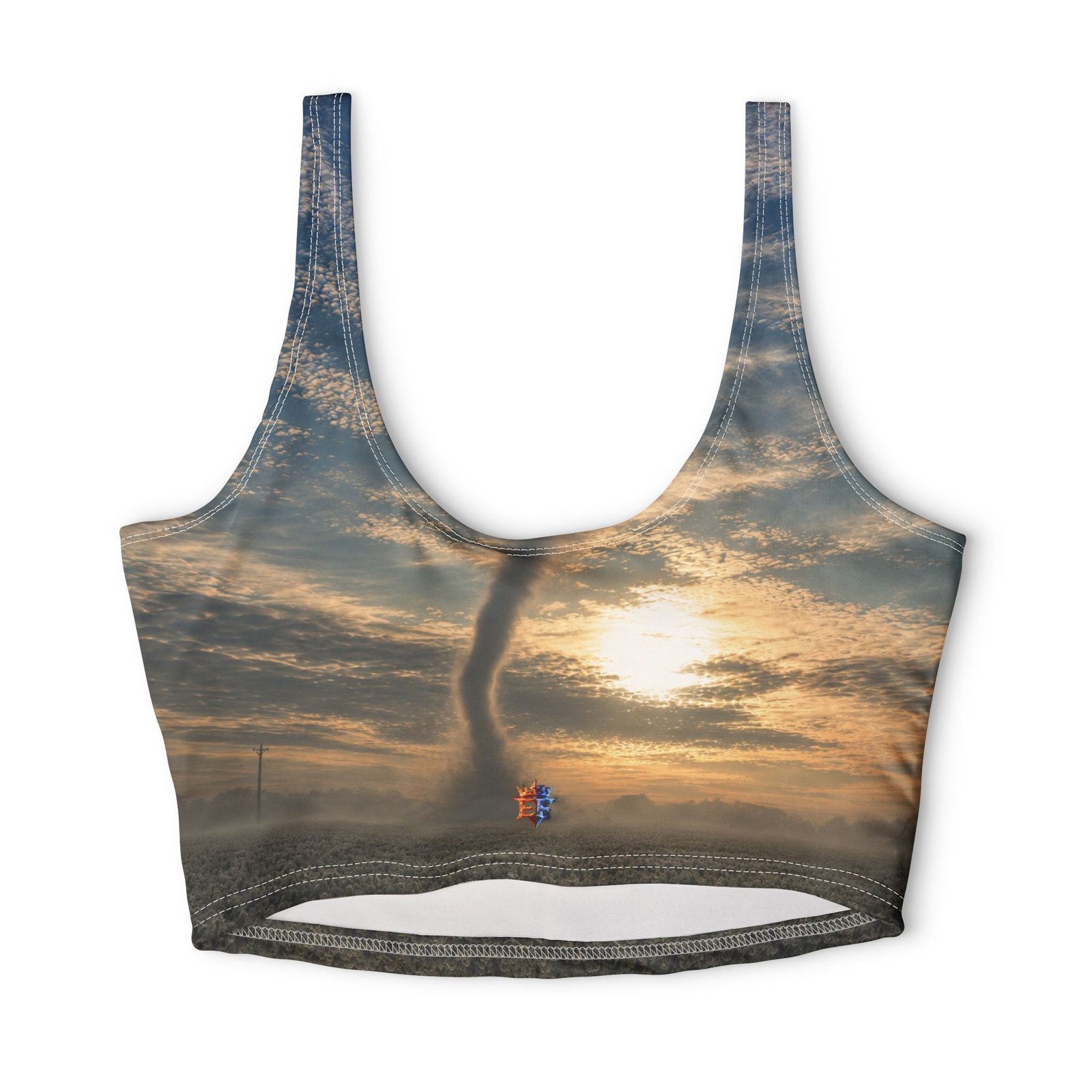 echoflame tornado sunset sports bra — all over print atmospheric activewear echoflame tornado sunset sports bra — all over print atmospheric activewear