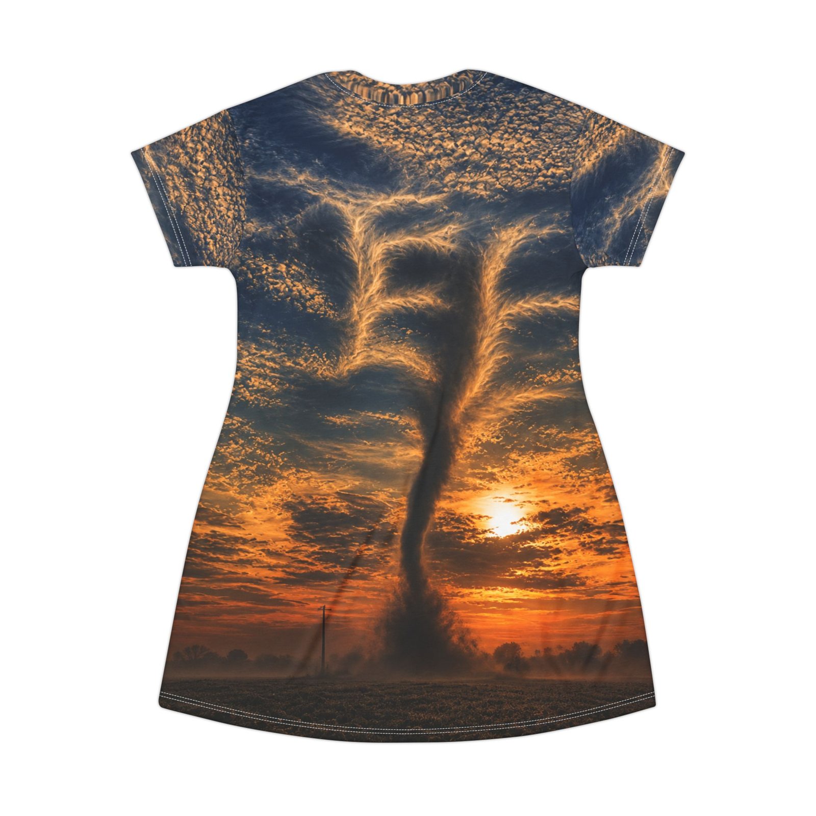 echoflame sunset tornado t shirt dress – dramatic storm sky all over print echoflame sunset tornado t shirt dress – dramatic storm sky all over print