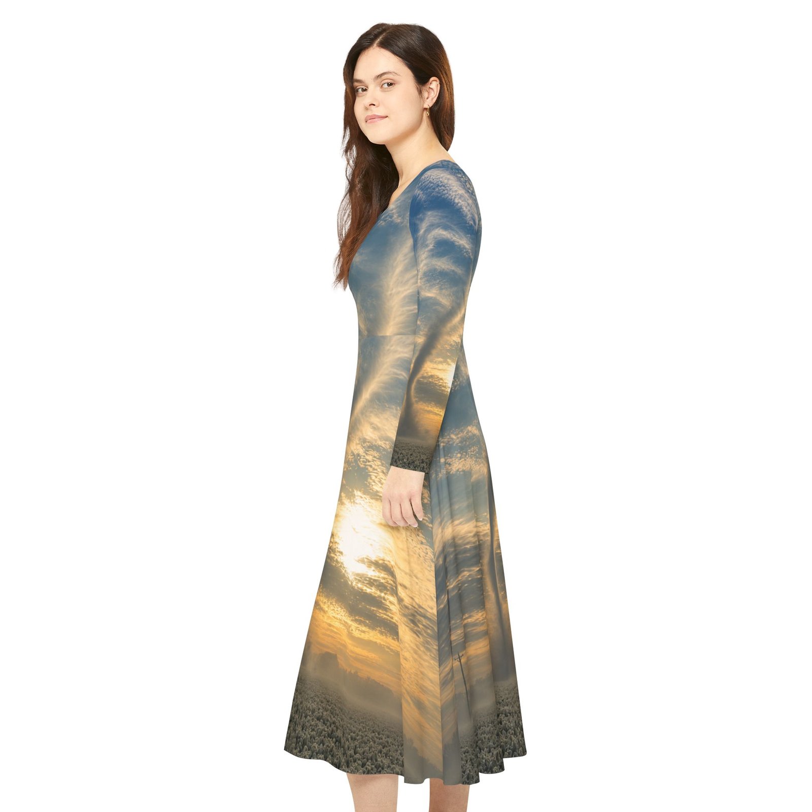 echoflame tornado sunset dance dress — long sleeve aop performance dress echoflame tornado sunset dance dress — long sleeve aop performance dress